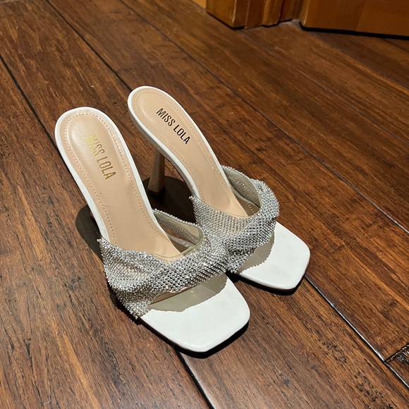 SPARKLY WHITE MISS LOLA HEELS - Picture 2 of 3